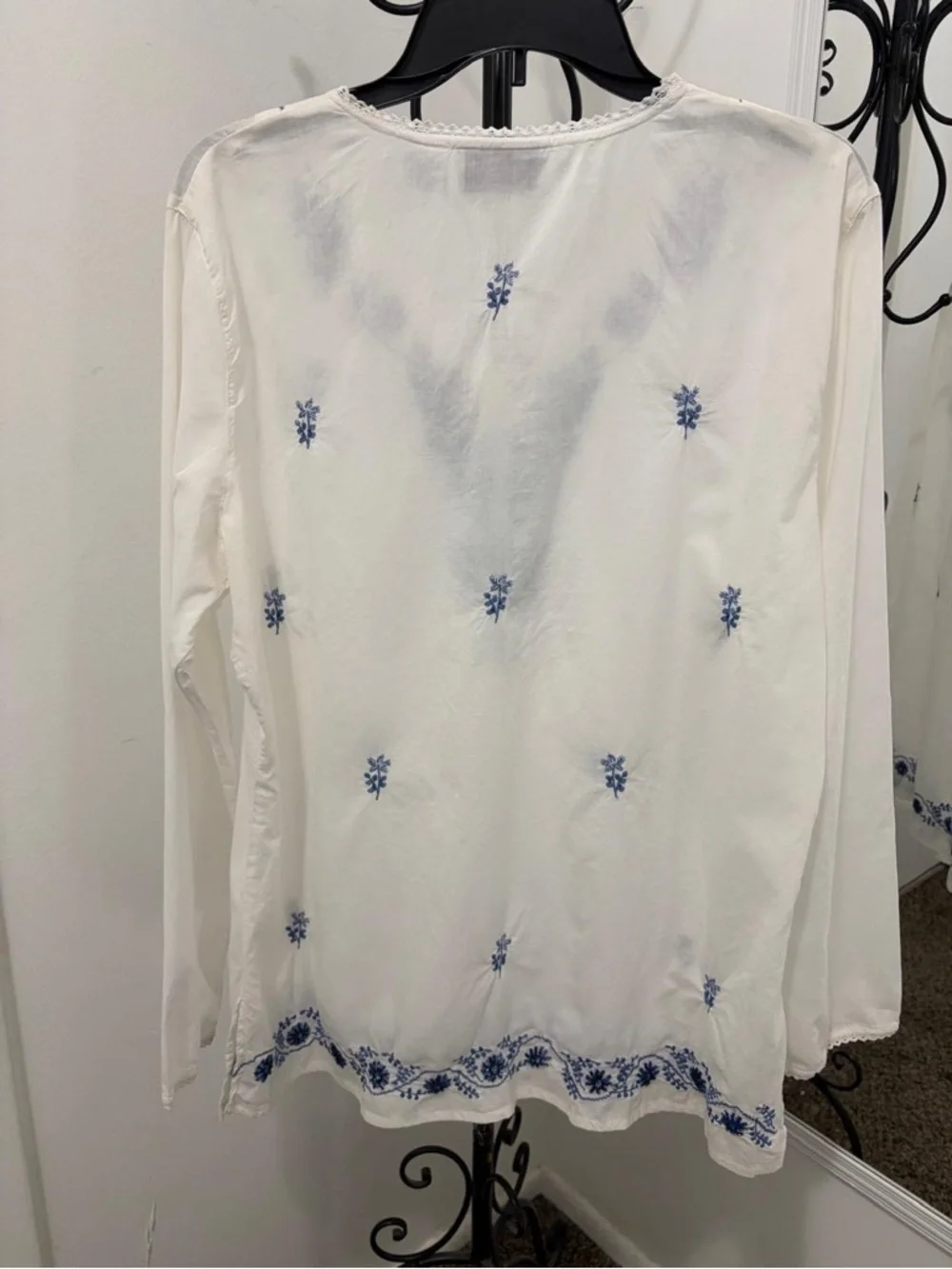 NorthStyle White Tunic with Blue Floral Embroidery - Picture 3 of 6